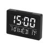 Large Screen LED Clock Bedside Multifunctional Electronic Alarm Clock (Black Shell White Light)