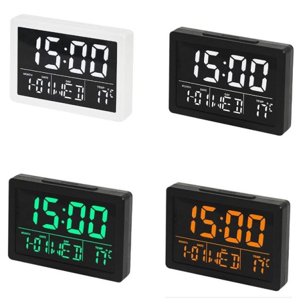 Large Screen LED Clock Bedside Multifunctional Electronic Alarm Clock (Black Shell White Light) - Image 2