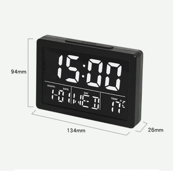 Large Screen LED Clock Bedside Multifunctional Electronic Alarm Clock (Black Shell White Light) - Image 3
