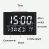 Large Screen LED Clock Bedside Multifunctional Electronic Alarm Clock (Black Shell White Light) - Image 4