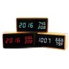 1502 Temperature And Humidity Electronic Clock Solid Wood LED Digital Control Alarm Clock, Colour: Red - Image 2