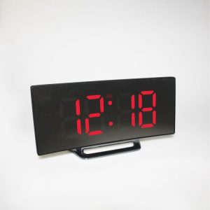 6507 Curved Big Screen Electronic Clock LED Mirror Mute Alarm Clock (Red)