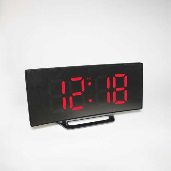 6507 Curved Big Screen Electronic Clock LED Mirror Mute Alarm Clock (Red)