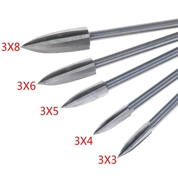 5 PCS / Set Woodworking White Steel Pointed Three-Blade Engraving Milling Cutter Electric Engraving Knife - Image 3