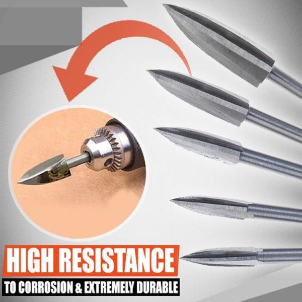 5 PCS / Set Woodworking White Steel Pointed Three-Blade Engraving Milling Cutter Electric Engraving Knife - Image 6