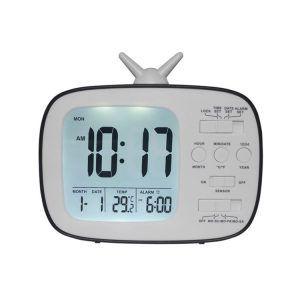 G179 Retro TV Alarm Clock Student Dormitory Bed Electronic Clock (Black English Version)