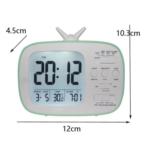 G179 Retro TV Alarm Clock Student Dormitory Bed Electronic Clock (Black English Version) - Image 4