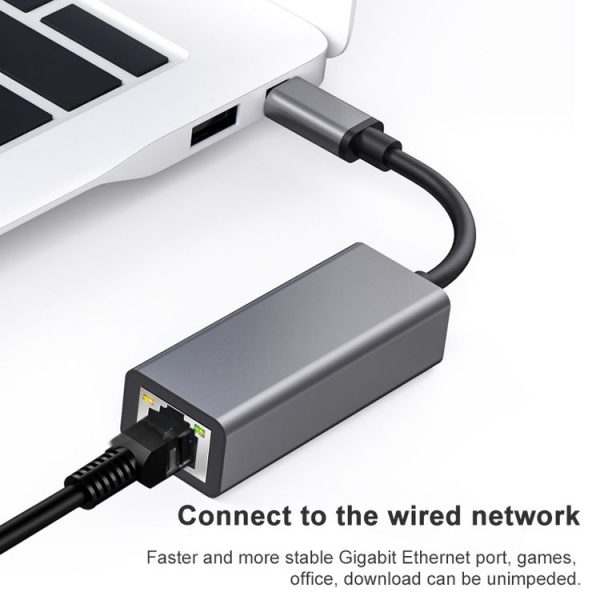 Type-C To RJ45 Gigabit Ethernet Adapter For Mac And Windows, With Light - Image 5