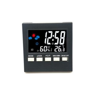 2159 Household Temperature And Humidity Display Alarm Clock Indoor Electronic Digital Display Multi-Function Color Screen Clock (Black)