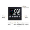 2159 Household Temperature And Humidity Display Alarm Clock Indoor Electronic Digital Display Multi-Function Color Screen Clock (Black) - Image 4