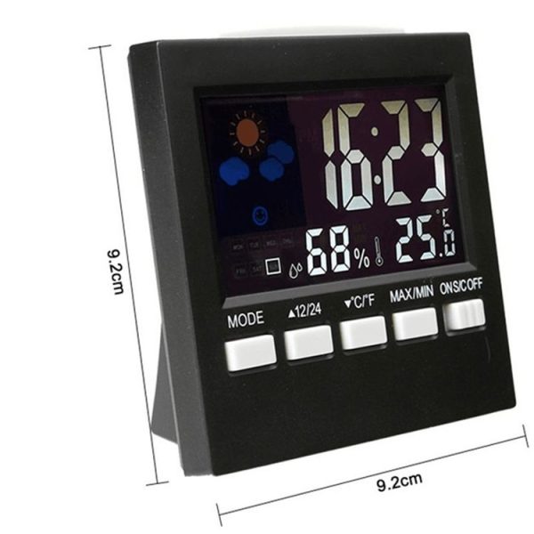 2159 Household Temperature And Humidity Display Alarm Clock Indoor Electronic Digital Display Multi-Function Color Screen Clock (Black) - Image 6