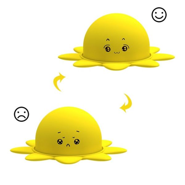 Double Expression Flip Dolls Octopus Silicone Unzip Toys, Height: 4.9cm (Yellow)