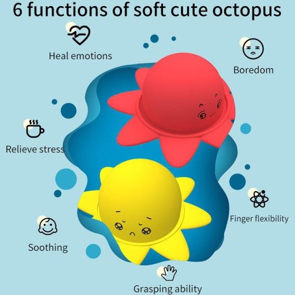 Double Expression Flip Dolls Octopus Silicone Unzip Toys, Height: 4.9cm (Yellow) - Image 7