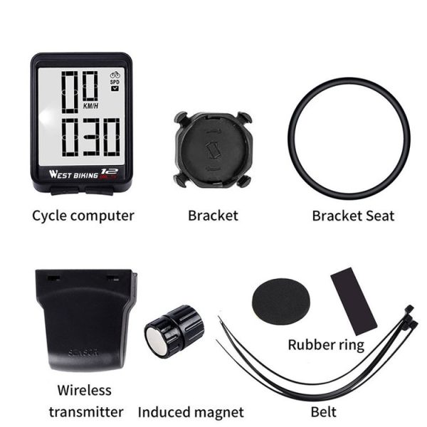 WEST BIKING Mountain Road Bike Wireless Big Character Table Big Screen Waterproof Night Light Speed Speedometer (Green) - Image 10