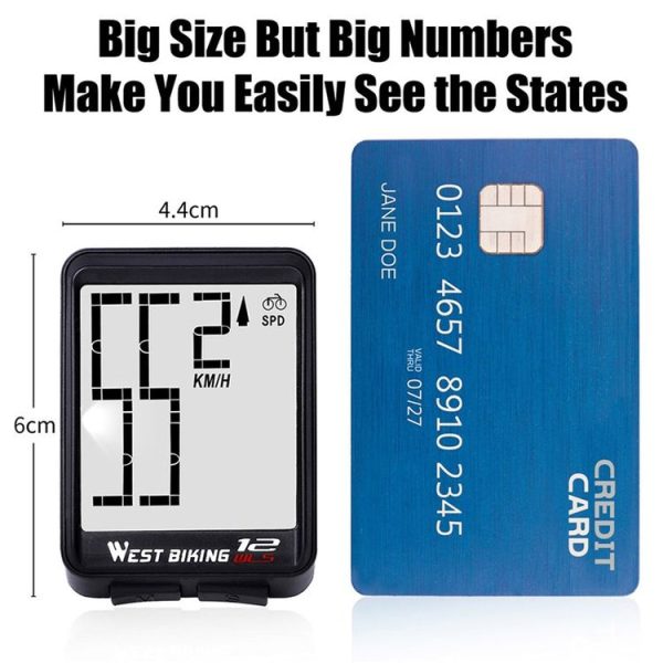 WEST BIKING Mountain Road Bike Wireless Big Character Table Big Screen Waterproof Night Light Speed Speedometer (Green) - Image 4