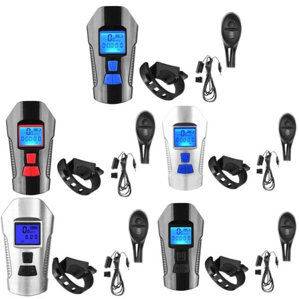 West Biking Night Riding Bicycle Light Bicycle Bell MTB Road Bicycle Light Wired Odometer, Specification: Luxury Silver Blue - Image 2