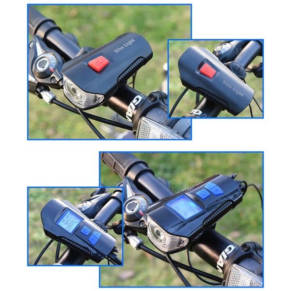 West Biking Night Riding Bicycle Light Bicycle Bell MTB Road Bicycle Light Wired Odometer, Specification: Luxury Silver Blue - Image 7