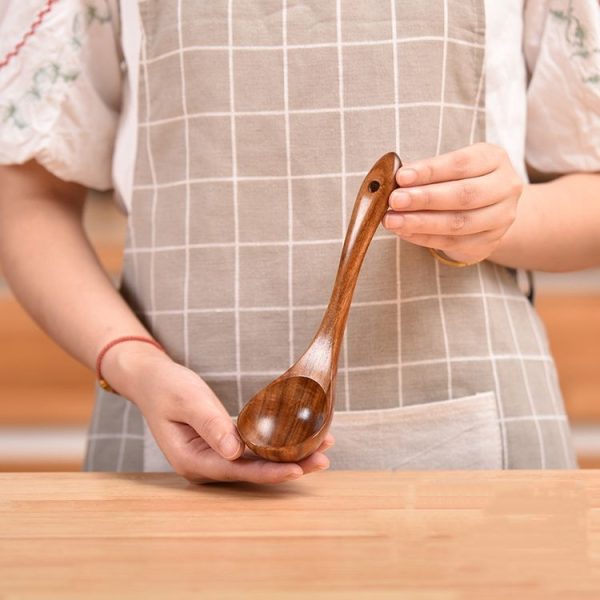Non-Stick Pot Wood Spoon Teak Scoop Tableware Small Spoon