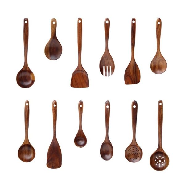 Non-Stick Pot Wood Spoon Teak Scoop Tableware Small Spoon - Image 2