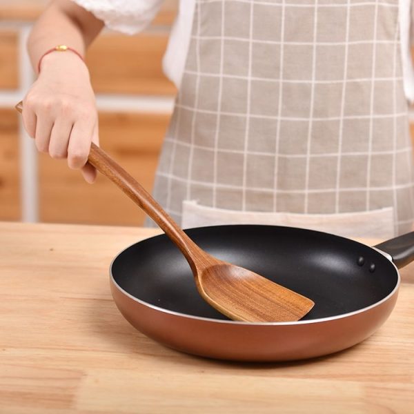 Non-Stick Pot Wood Spoon Teak Scoop Tableware Small Spoon - Image 8