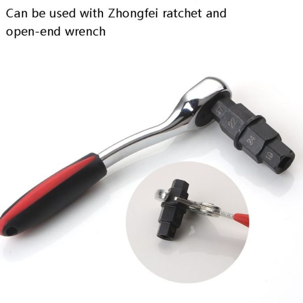 Motorcycle Wheel Axle Disassembly Tool Front Wheel Spindle Removal Wrench Disassembly Sleeve Hex Socket (Black) - Image 5