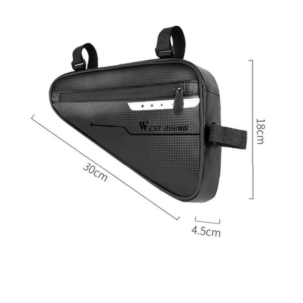 WEST BIKING Bicycle Large-Capacity Triangle Bag Waterproof Beam Bag Riding Equipment (Black) - Image 3