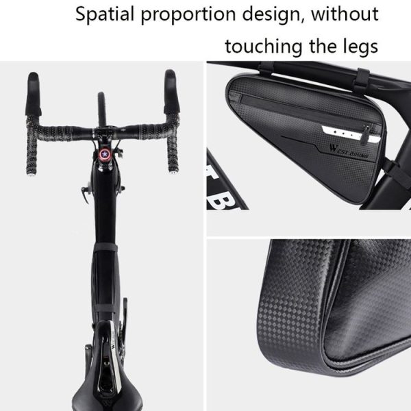 WEST BIKING Bicycle Large-Capacity Triangle Bag Waterproof Beam Bag Riding Equipment (Black) - Image 6