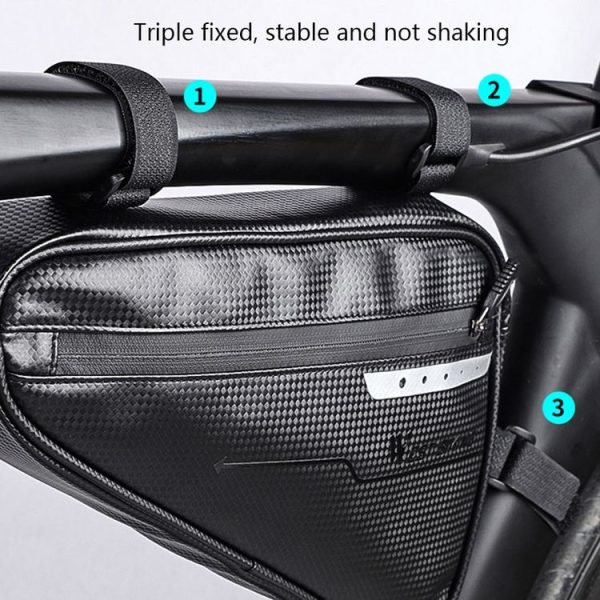 WEST BIKING Bicycle Large-Capacity Triangle Bag Waterproof Beam Bag Riding Equipment (Black) - Image 7