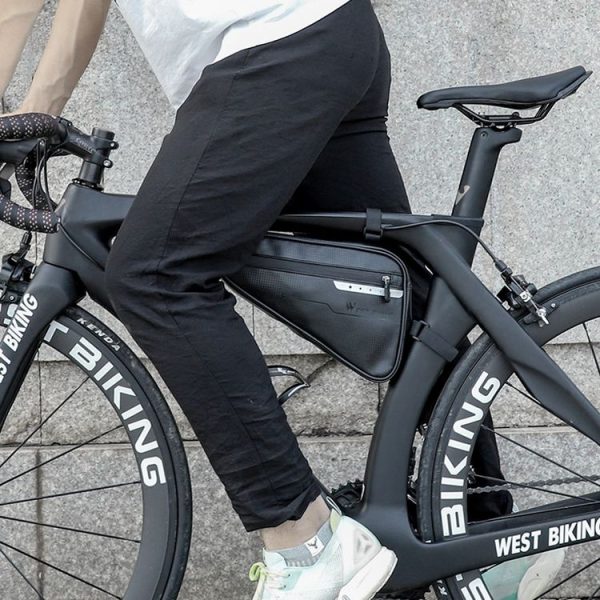 WEST BIKING Bicycle Large-Capacity Triangle Bag Waterproof Beam Bag Riding Equipment (Black) - Image 9