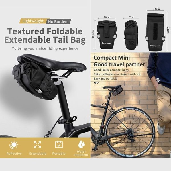 WEST BIKING YP0707249 Bicycle Folding Tail Bag Riding Equipment (Gray) - Image 3