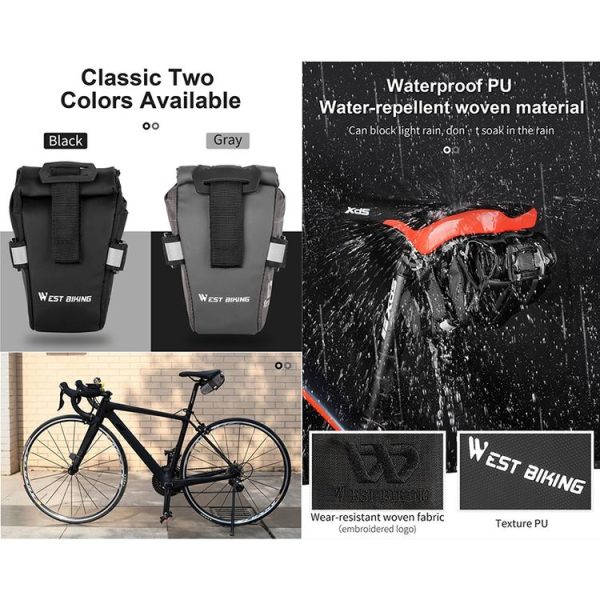 WEST BIKING YP0707249 Bicycle Folding Tail Bag Riding Equipment (Gray) - Image 4