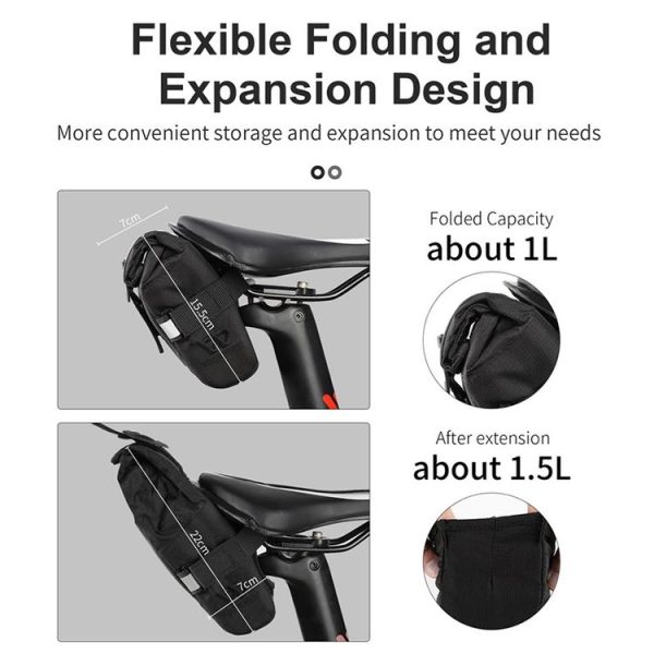 WEST BIKING YP0707249 Bicycle Folding Tail Bag Riding Equipment (Gray) - Image 5