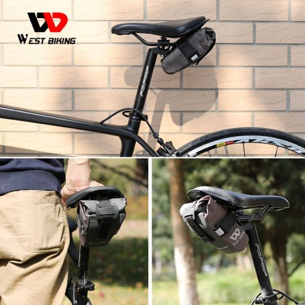 WEST BIKING YP0707249 Bicycle Folding Tail Bag Riding Equipment (Gray) - Image 7