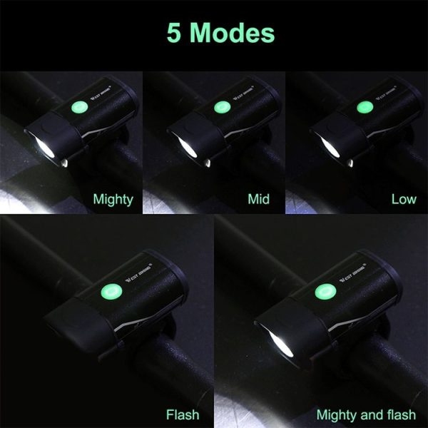 WEST BIKING YP0701181 Bicycle Headlight Mountain Bike Flashlight Strong Light Night Riding Equipment, Colour: Black - Image 11