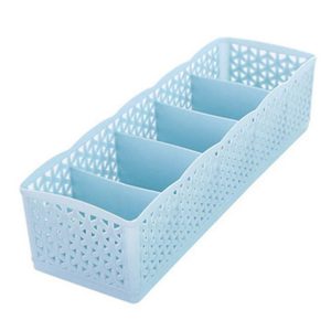 Grids Wardrobe Storage Box Women Men Socks Bra Underwear Plastic Storage Basket (Blue)
