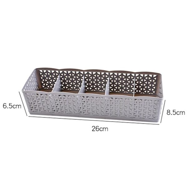 Grids Wardrobe Storage Box Women Men Socks Bra Underwear Plastic Storage Basket (Blue) - Image 2