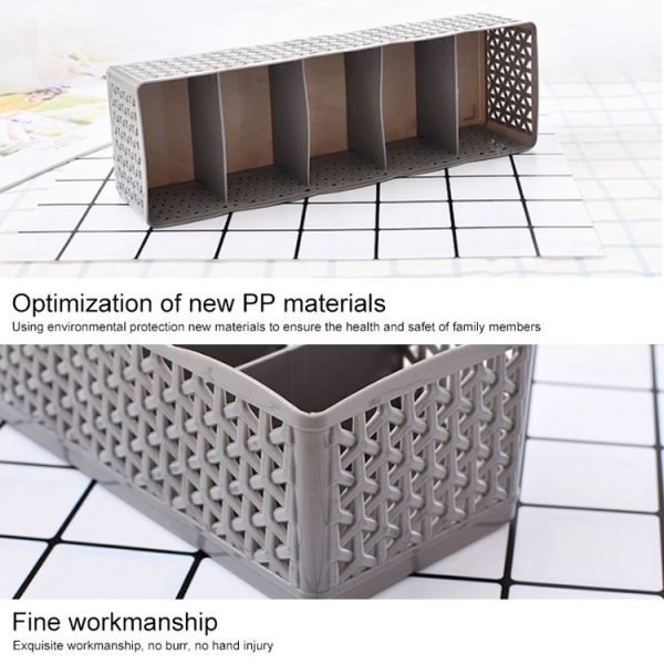 Grids Wardrobe Storage Box Women Men Socks Bra Underwear Plastic Storage Basket (Blue) - Image 3