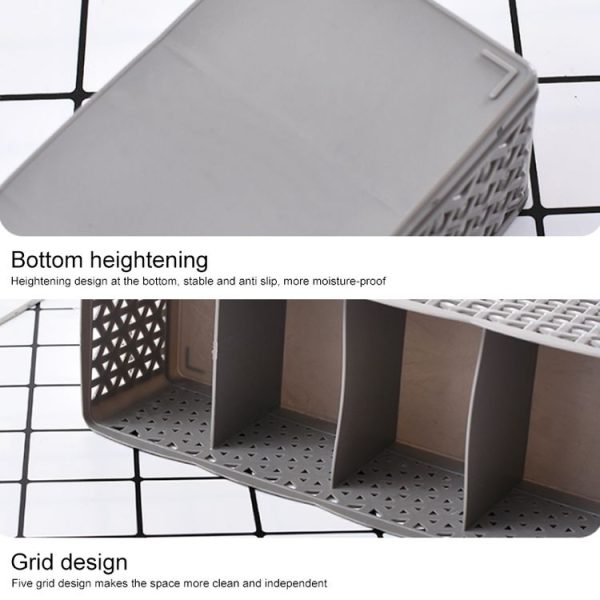 Grids Wardrobe Storage Box Women Men Socks Bra Underwear Plastic Storage Basket (Blue) - Image 4