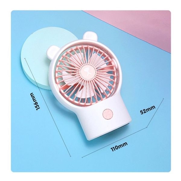 Desktop Mini Fan Strong Wind Portable Handheld Fan (Bear White) - Image 3