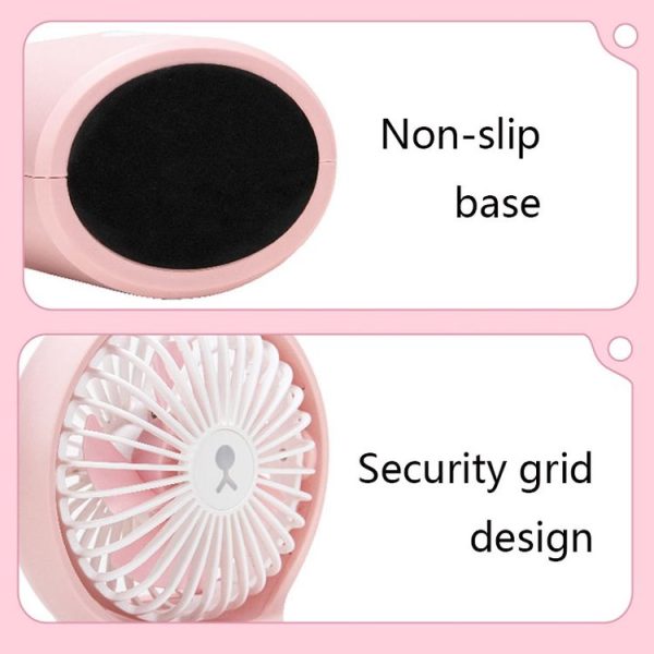 Desktop Mini Fan Strong Wind Portable Handheld Fan (Bear White) - Image 4