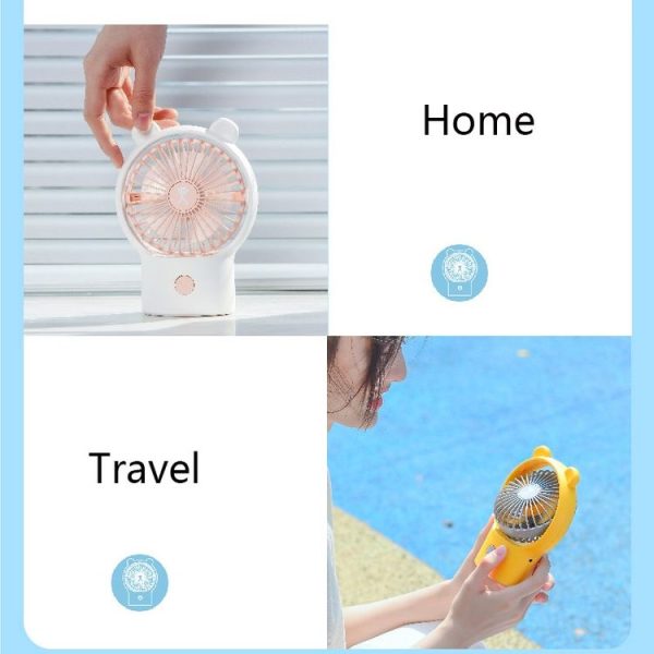Desktop Mini Fan Strong Wind Portable Handheld Fan (Bear White) - Image 7