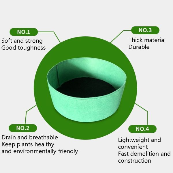 130x30cm 400L Felt Planting Barrel Indoor Outer Round Plant Bag Non-Woven Seedling Bag (Purple) - Image 3