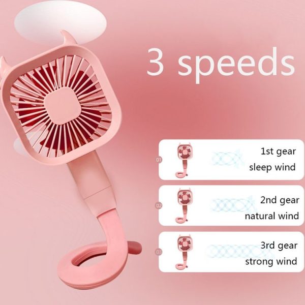 Variety Fan Handheld Suspension Twin Baby Stroller Mini Fan (Green) - Image 7