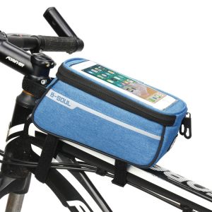 B-Soul YA249 Mountain Bike Front Beam Bag Bicycle Bag Riding Equipment Saddle Bag Upper Pipe Package (Blue)