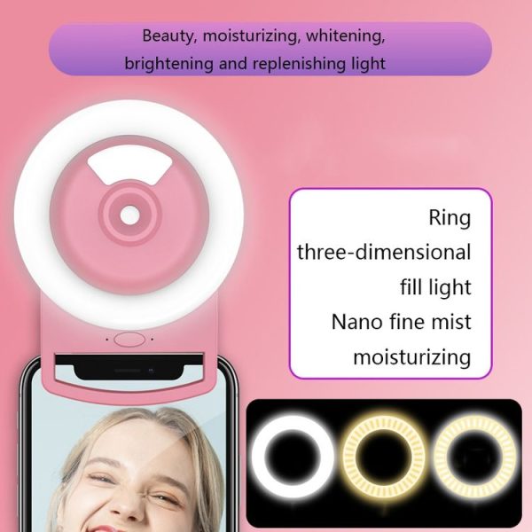 Live Mobile Phone Fill Light Comes With Humidifying Spray And Moisturizing LED Beauty Light (Pink) - Image 9