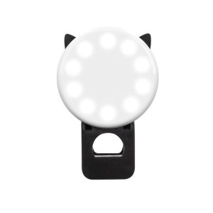 3 PCS Beauty Selfie Round Live Clip External LED Cartoon Mobile Phone Mini Fill Light (Black)