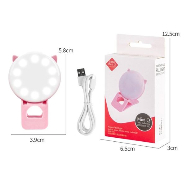 3 PCS Beauty Selfie Round Live Clip External LED Cartoon Mobile Phone Mini Fill Light (Black) - Image 3