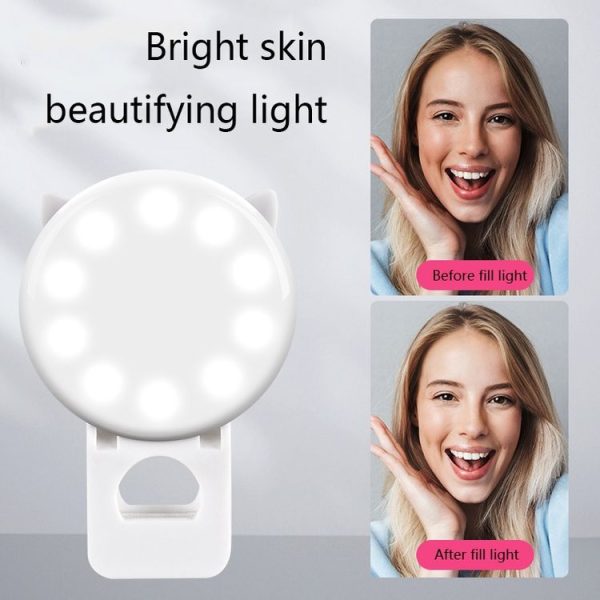 3 PCS Beauty Selfie Round Live Clip External LED Cartoon Mobile Phone Mini Fill Light (Black) - Image 5
