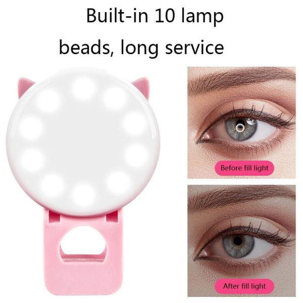 3 PCS Beauty Selfie Round Live Clip External LED Cartoon Mobile Phone Mini Fill Light (Black) - Image 6