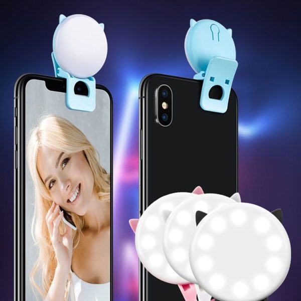 3 PCS Beauty Selfie Round Live Clip External LED Cartoon Mobile Phone Mini Fill Light (Black) - Image 7